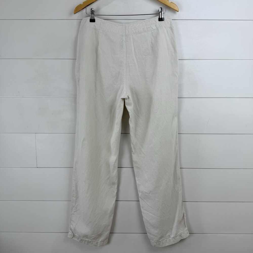 Eileen Fisher IRISH Linen Straight‎ Leg Pants Women M Oatmeal Coastal Minimalist - Picture 7 of 12